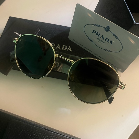 Prada Gold Frame Round Sunglasses - Picture 1 of 3